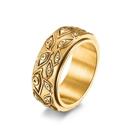 Stainless Steel fidget Ring Men Vintage Titanium Steel