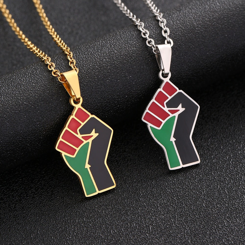 African Fist Symbol Pendant Titanium Steel