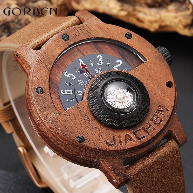 Unique Compass Turntable Mens Wooden Watch