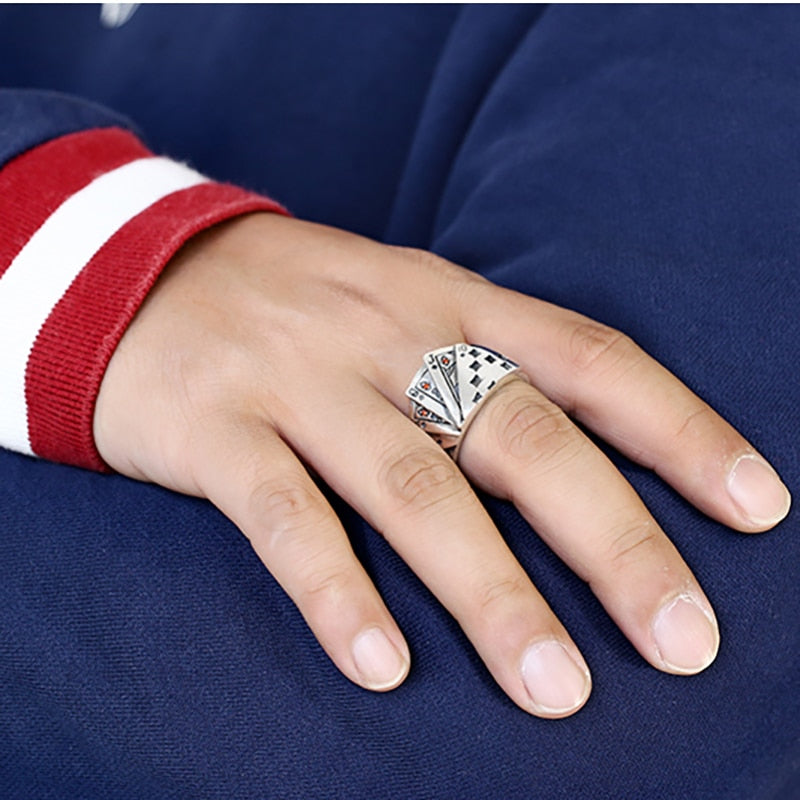Playing Card Sterling Silver Ring