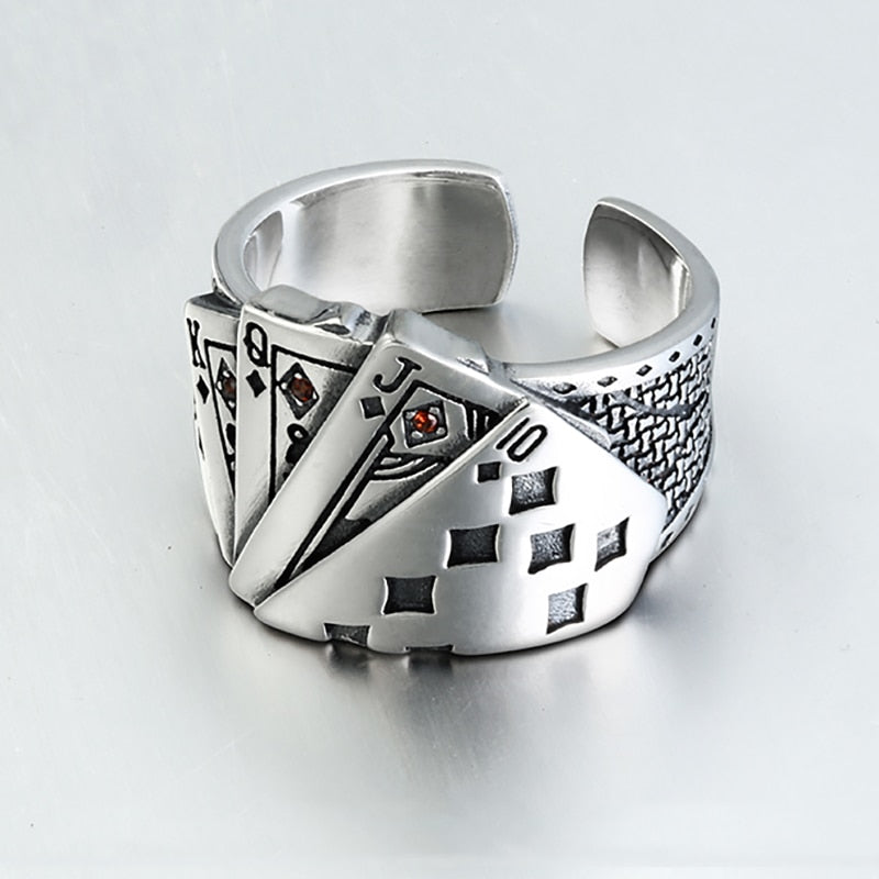 Playing Card Sterling Silver Ring