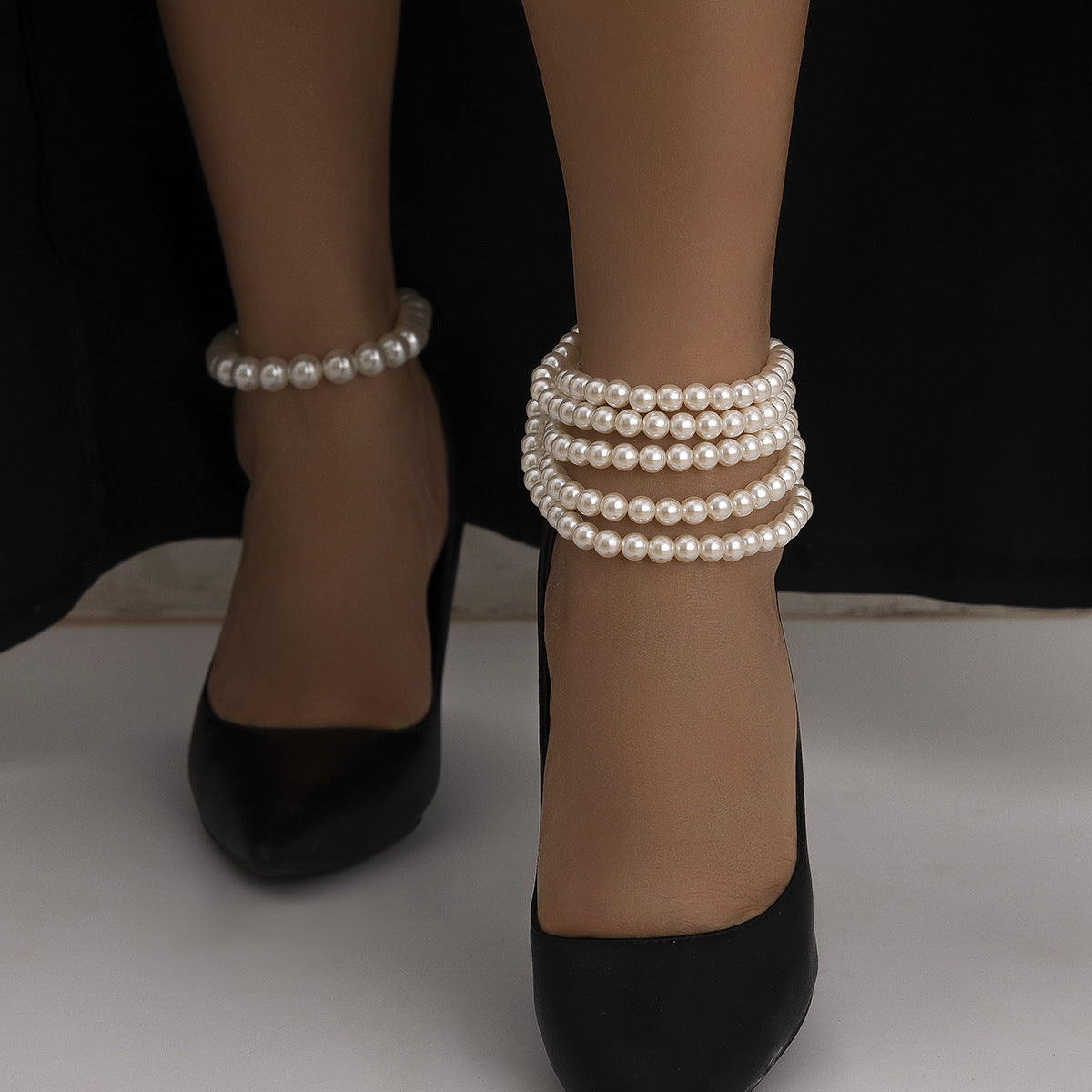 pearl chain ankle bracelet