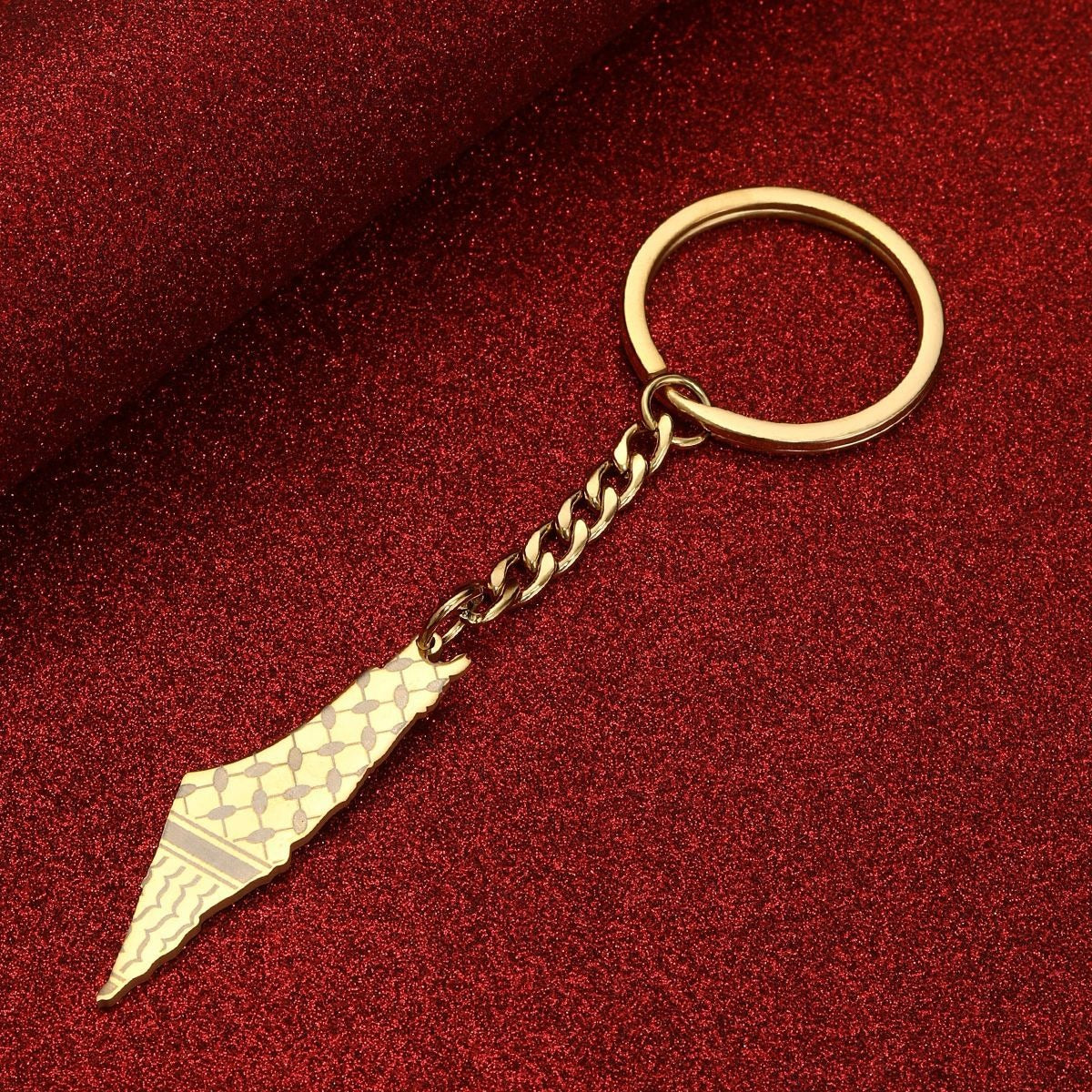 Palestine Map Flag Keychain