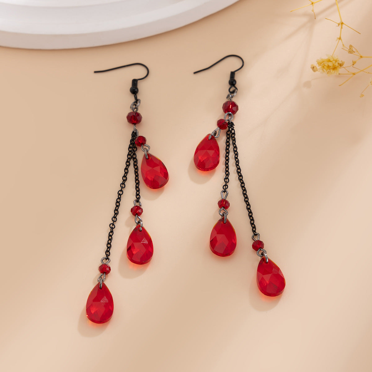 tassel crystal pendant earrings