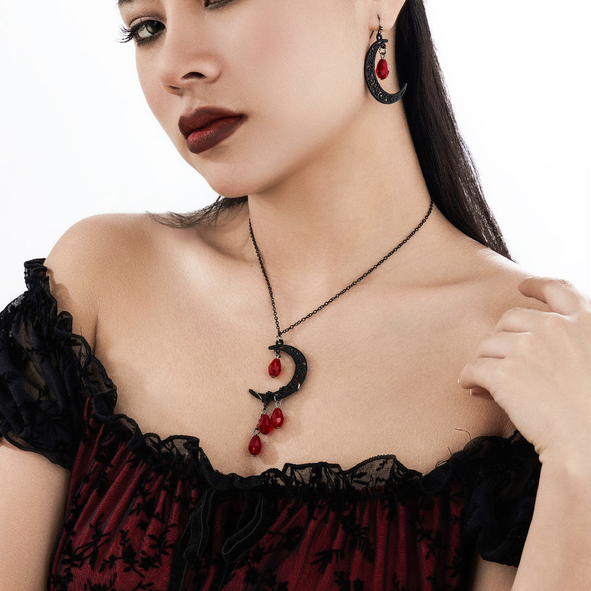 Tassel Water Drop Ruby Necklace