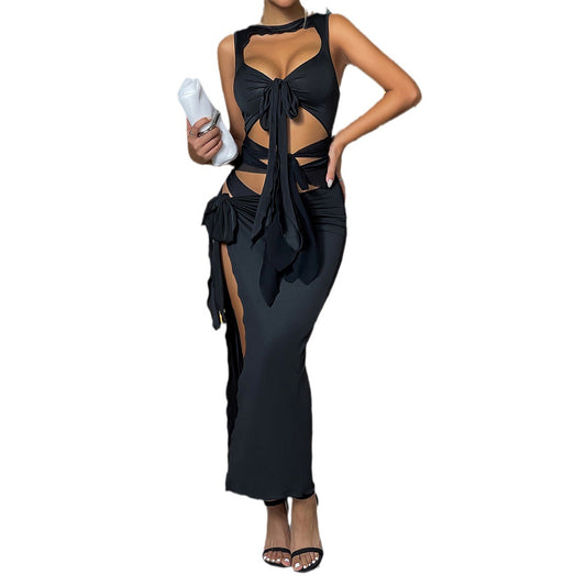 Mesh slit dress