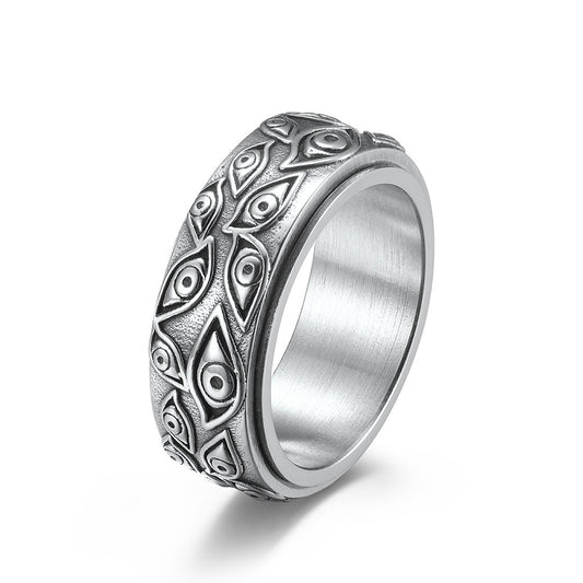 Stainless Steel fidget Ring Men Vintage Titanium Steel