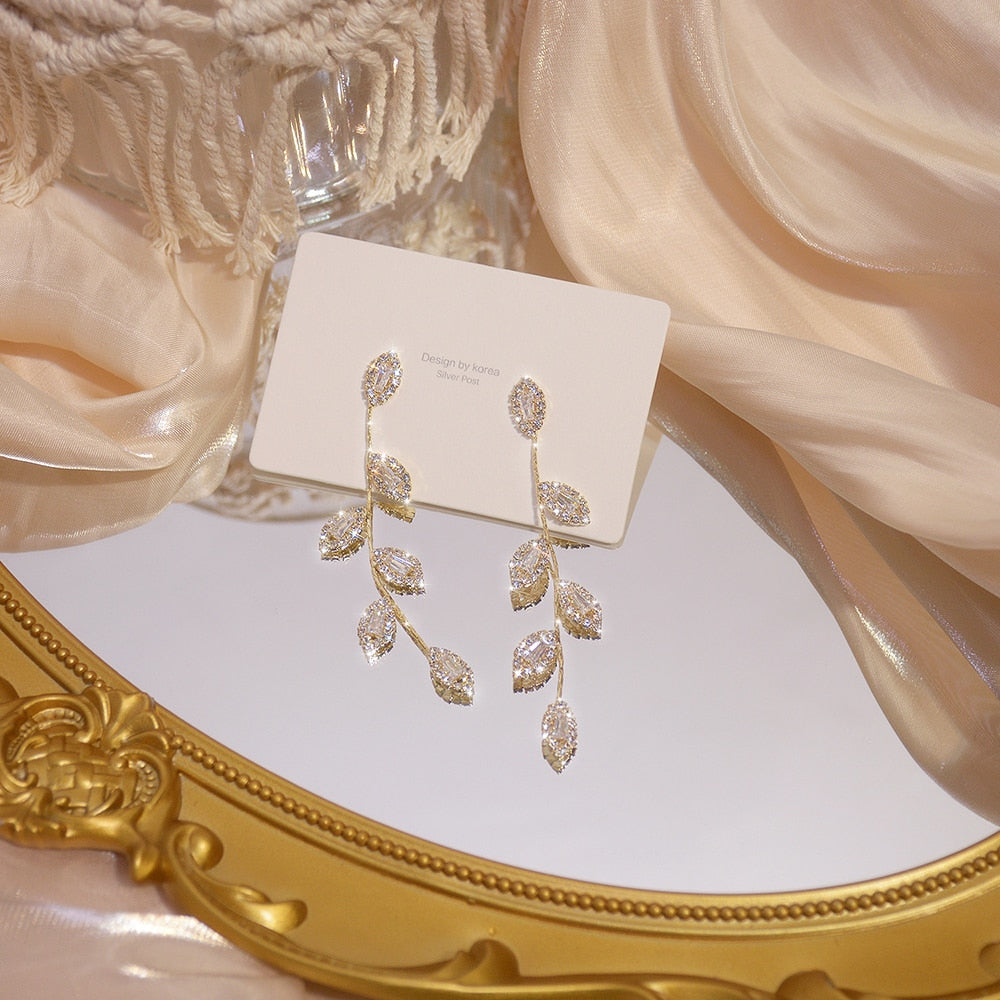 14K Real Gold Plated Leaves Earring