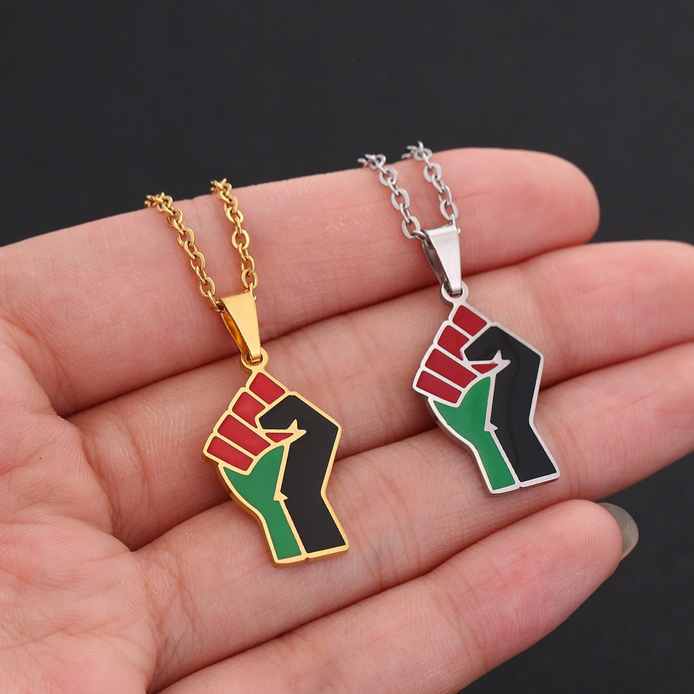 African Fist Symbol Pendant Titanium Steel