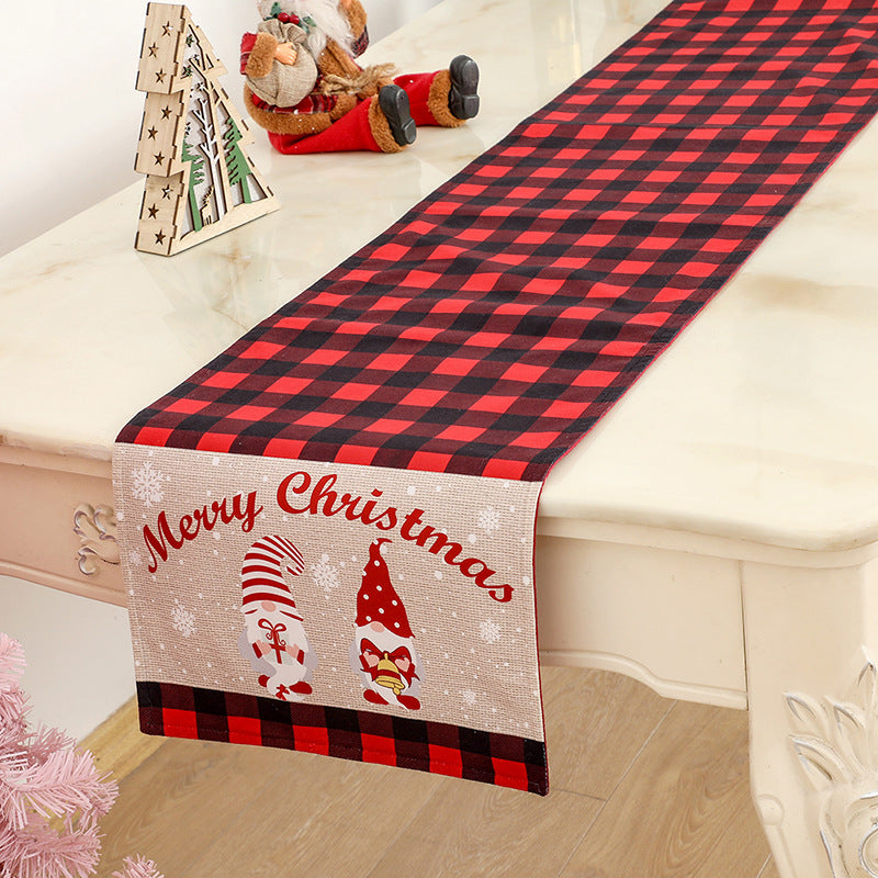 Christmas Black and red checkered table flag