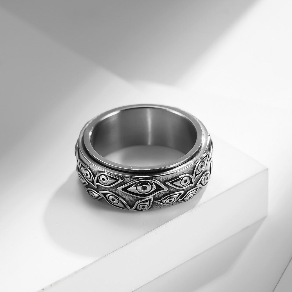 Stainless Steel fidget Ring Men Vintage Titanium Steel