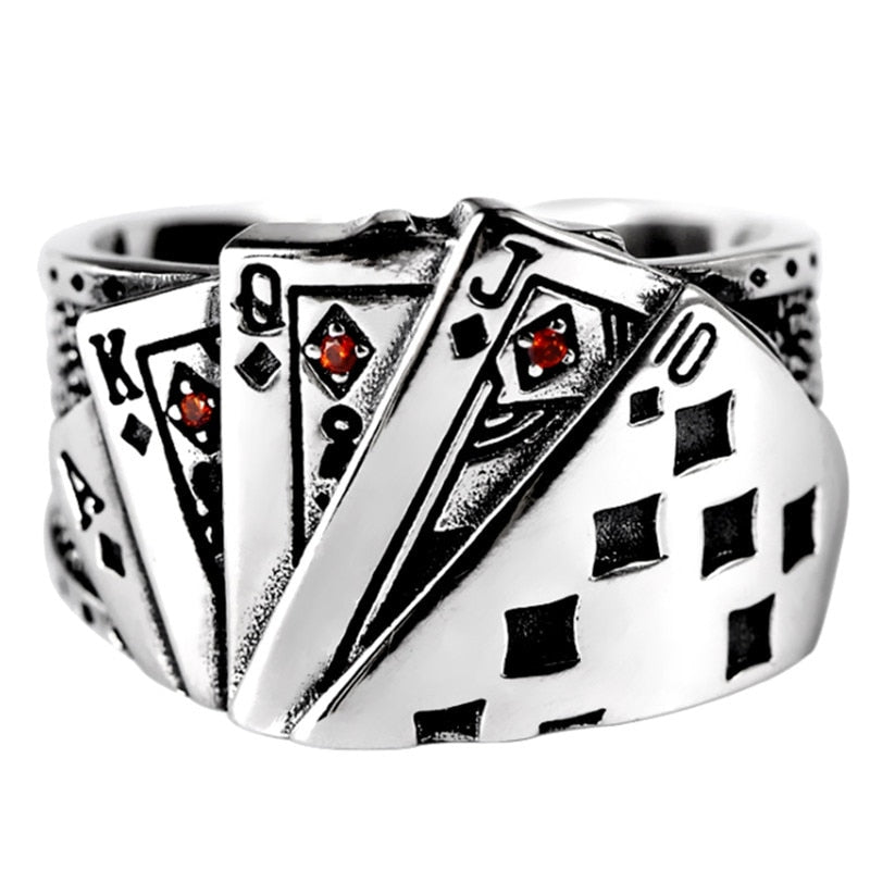 Playing Card Sterling Silver Ring