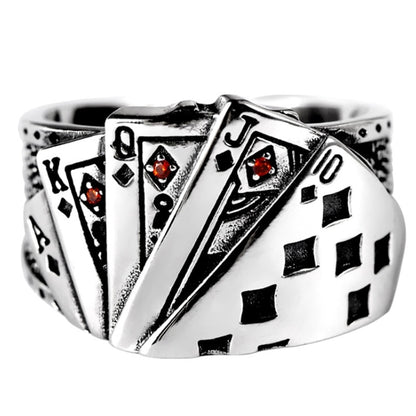 Playing Card Sterling Silver Ring