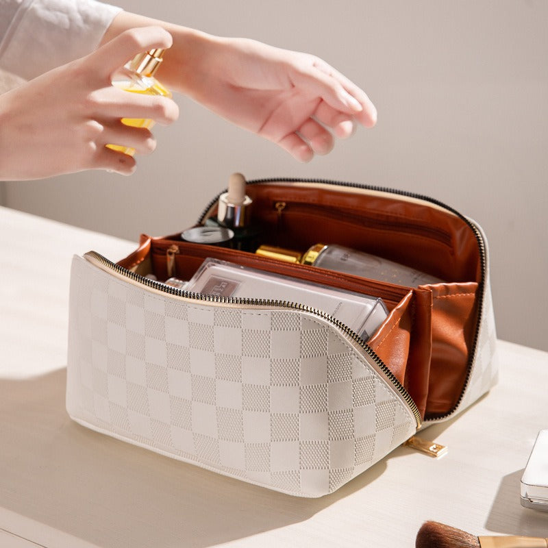 Checkered Pillow Makeup Bag
