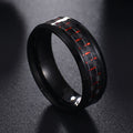 Titanium Steel Black Carbon Fiber Mens Rings