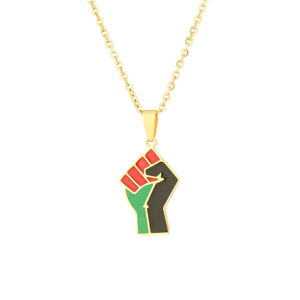 African Fist Symbol Pendant Titanium Steel