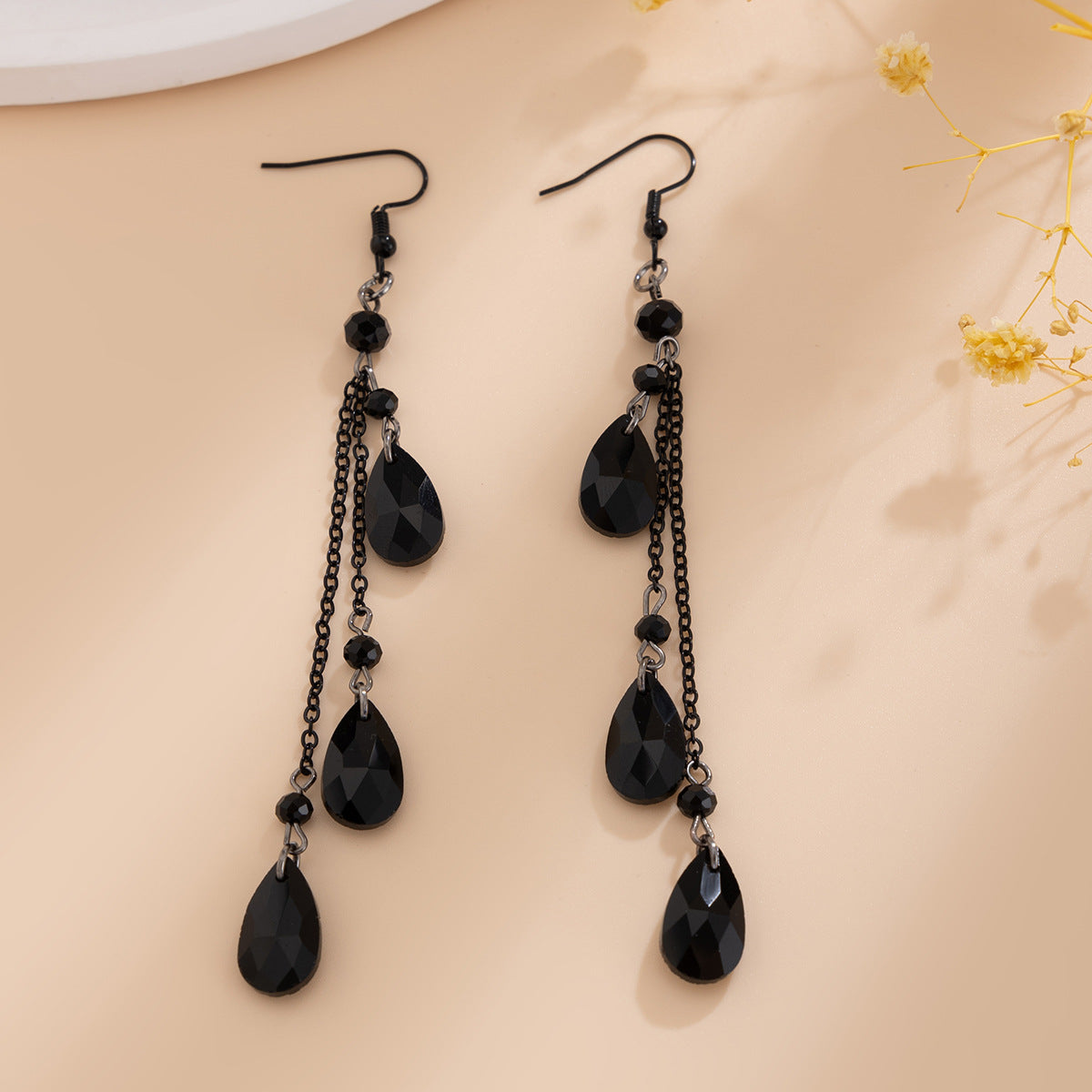 tassel crystal pendant earrings