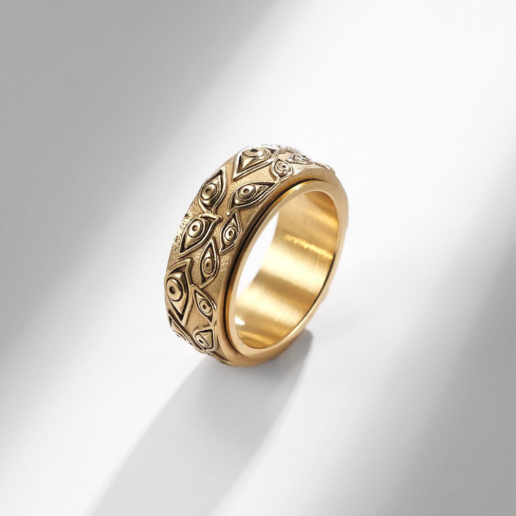 Stainless Steel fidget Ring Men Vintage Titanium Steel