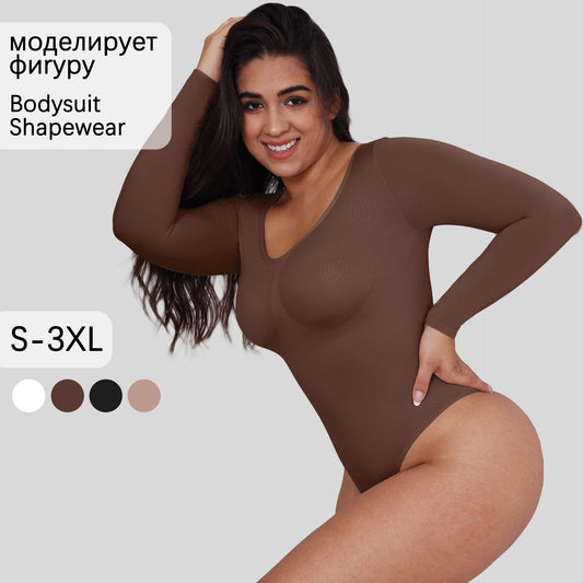Thong Shaping Bodysuit with Long Sleeves