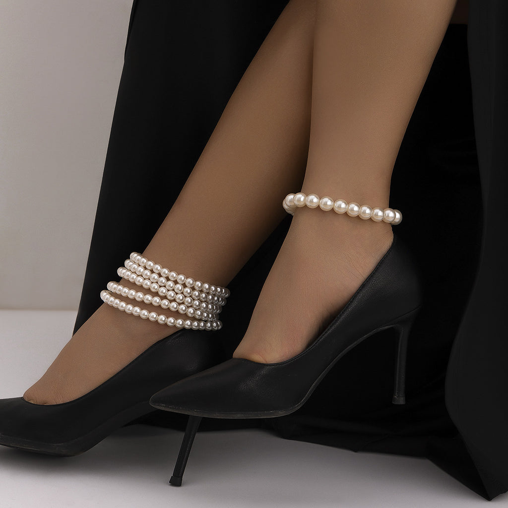 pearl chain ankle bracelet