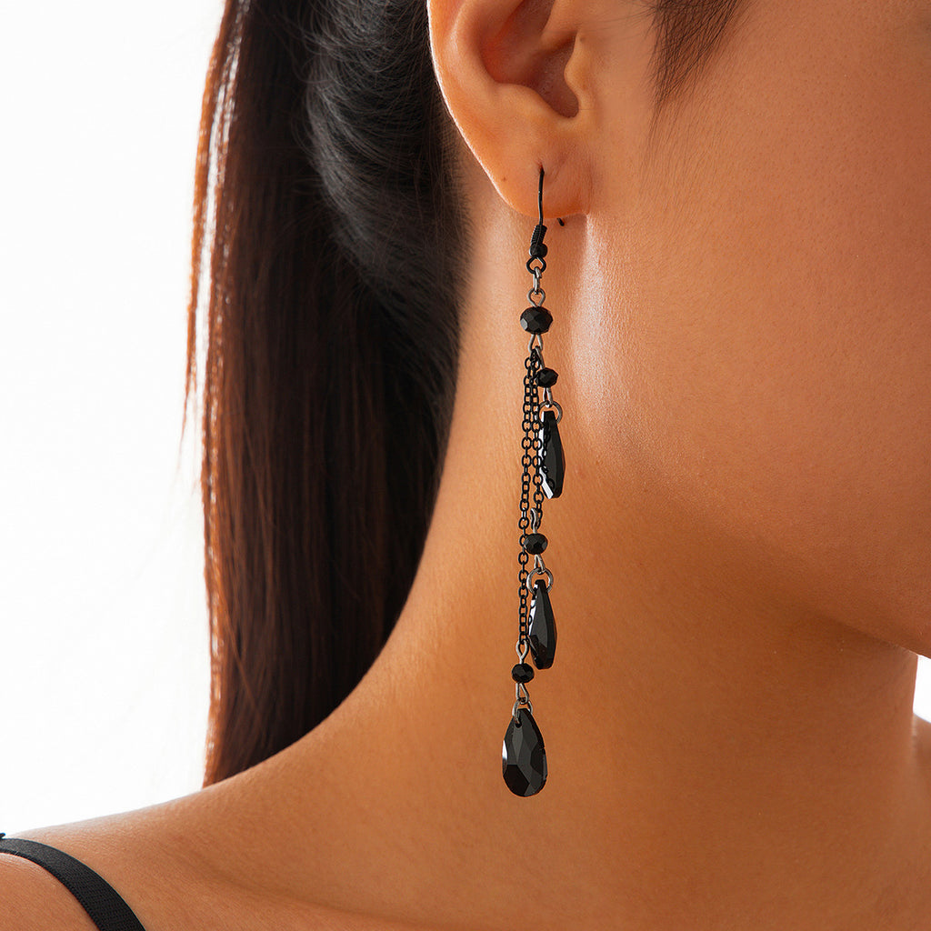 tassel crystal pendant earrings