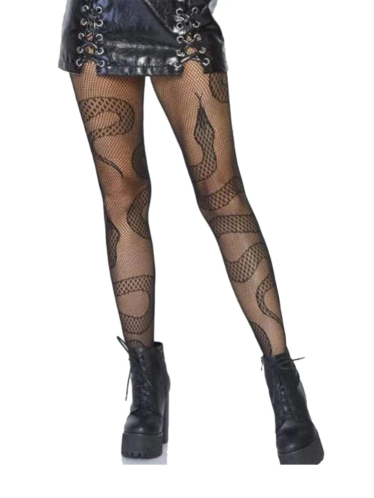 fashionable snake fishnet stockings