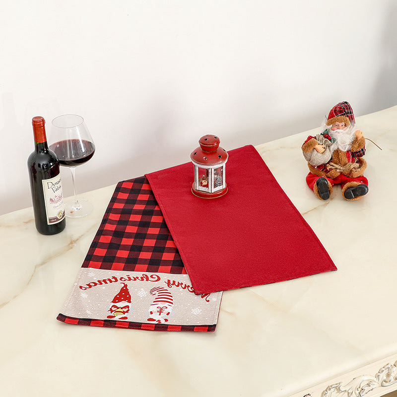 Christmas Black and red checkered table flag