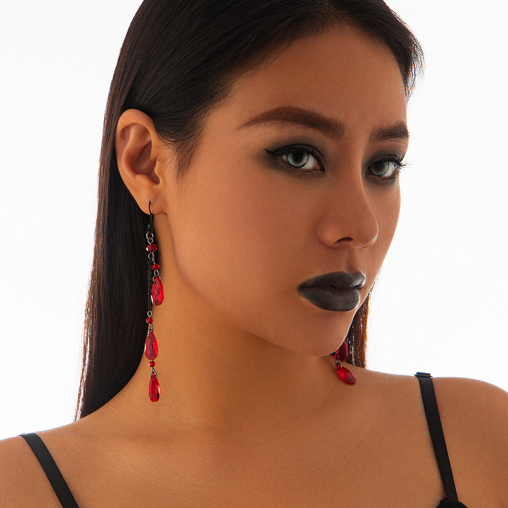 tassel crystal pendant earrings
