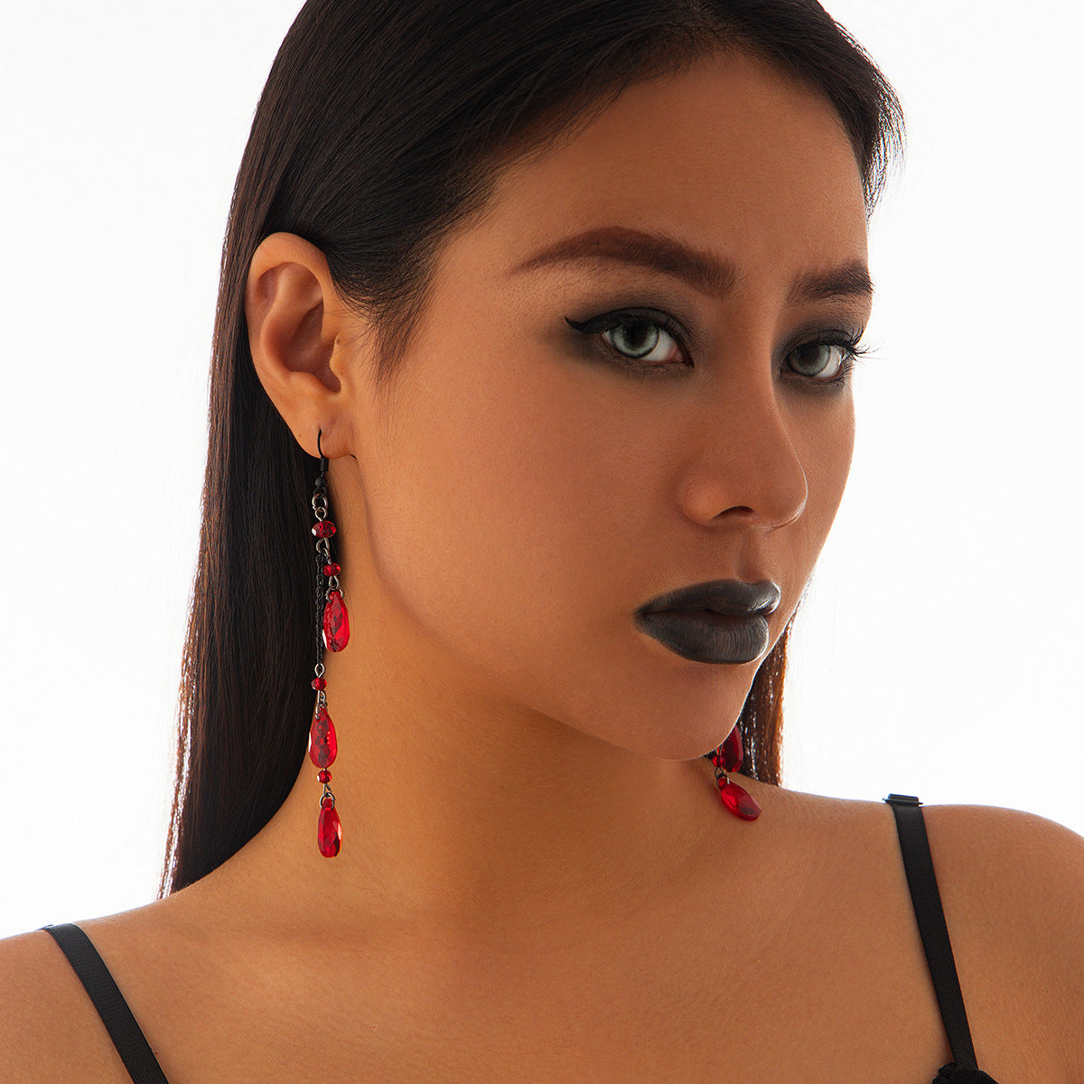 tassel crystal pendant earrings