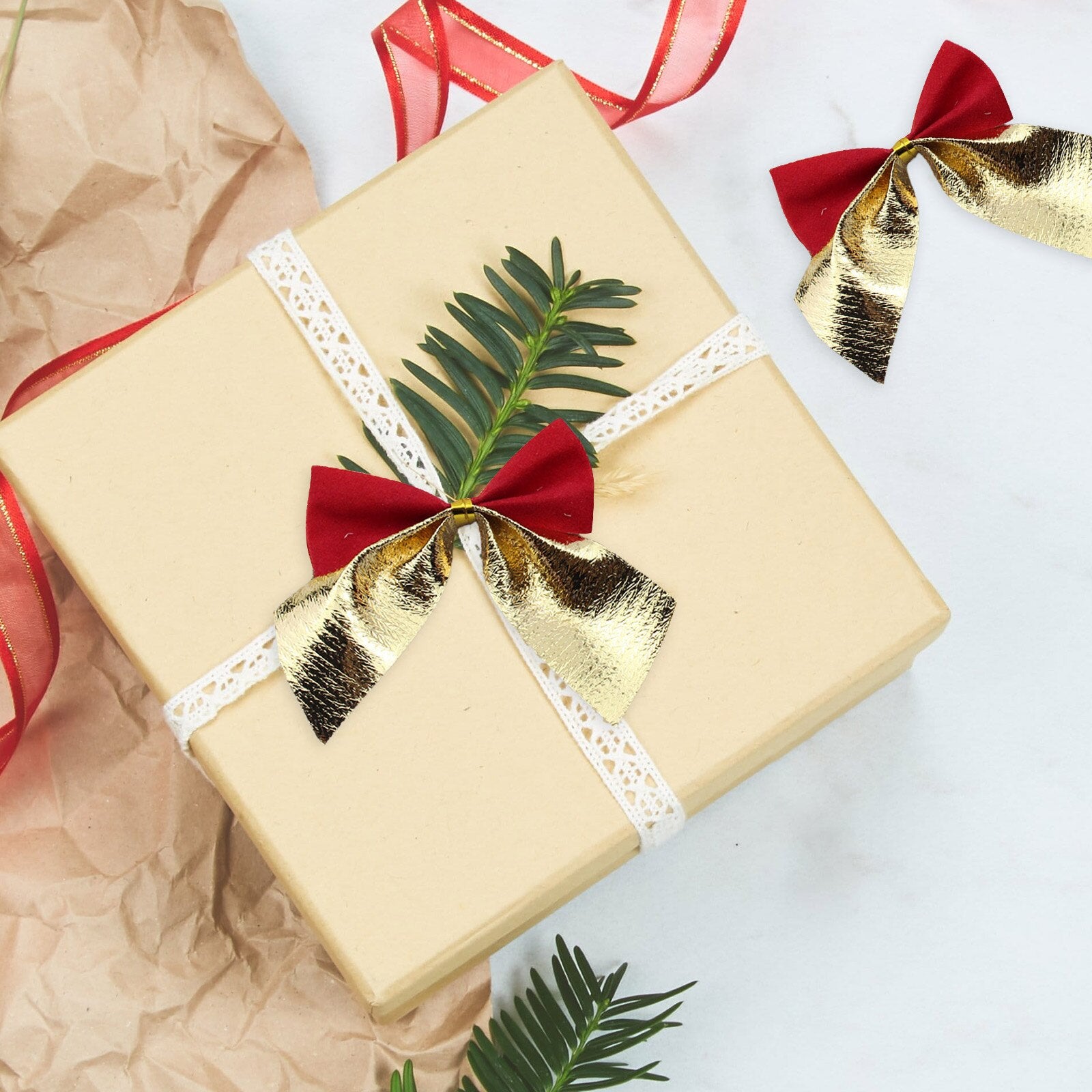 100pcs Christmas Bows Hanging Decorations