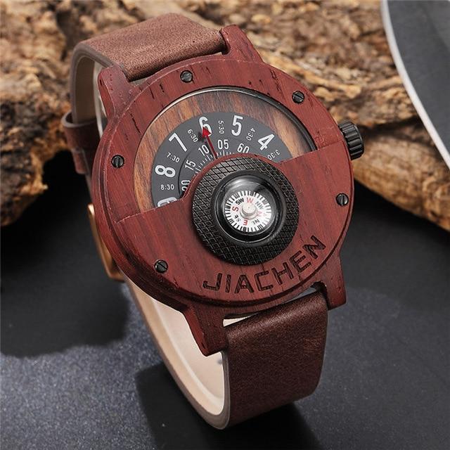 Unique Compass Turntable Mens Wooden Watch