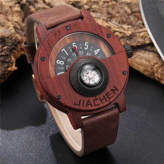 Unique Compass Turntable Mens Wooden Watch