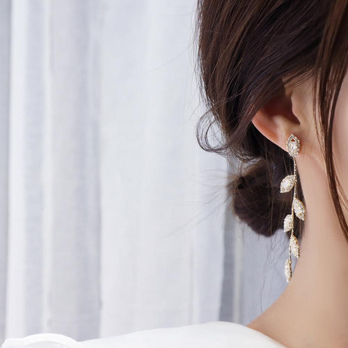 14K Real Gold Plated Leaves Earring