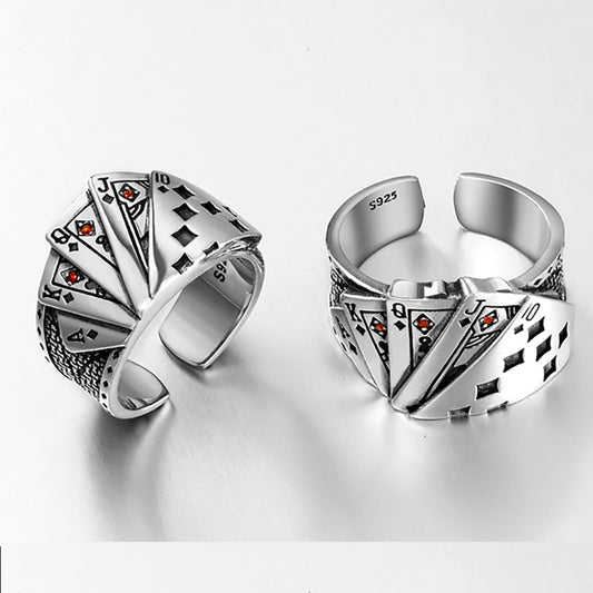 Playing Card Sterling Silver Ring