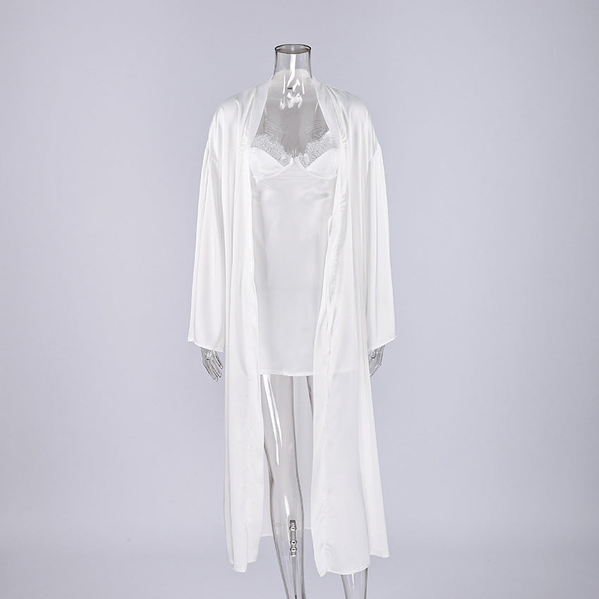 Lace Strap Nightdress and Robe Set