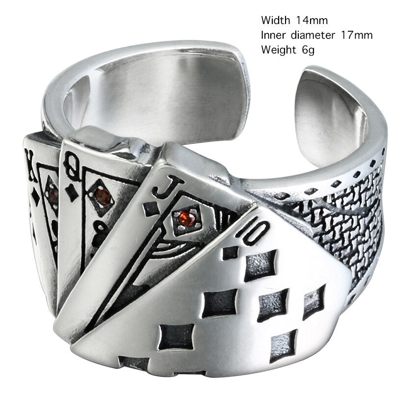 Playing Card Sterling Silver Ring