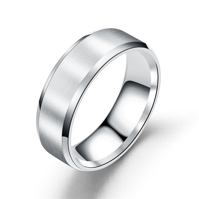 Matte Men Rings Width 8MM Stainless Steel