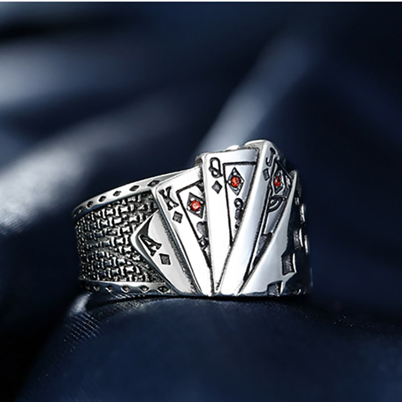 Playing Card Sterling Silver Ring