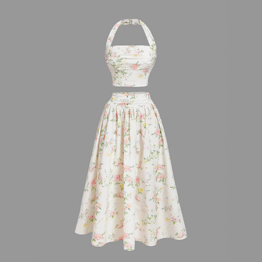 Sleeveless long dress 2-piece set