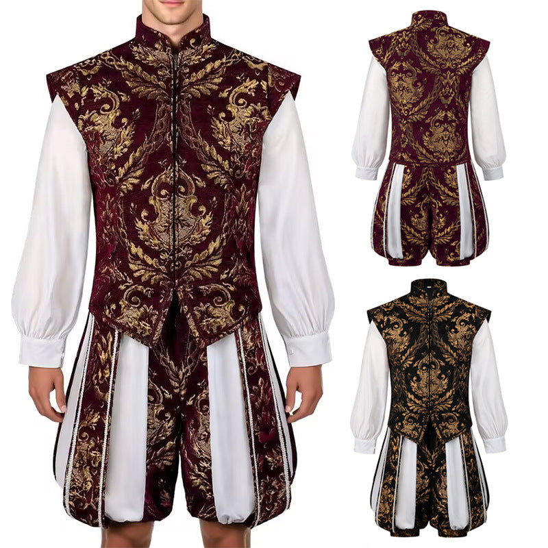 Renaissance Double-Layer Vest and Pumpkin Pants Set