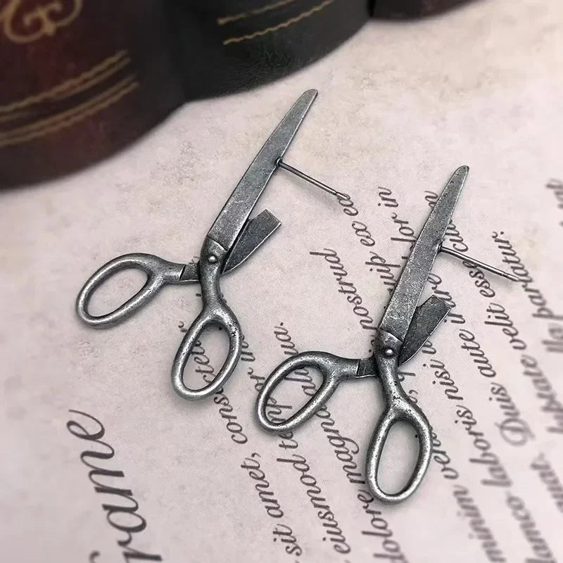 Dark Gothic Vintage Imitation Scissors Stud Earrings