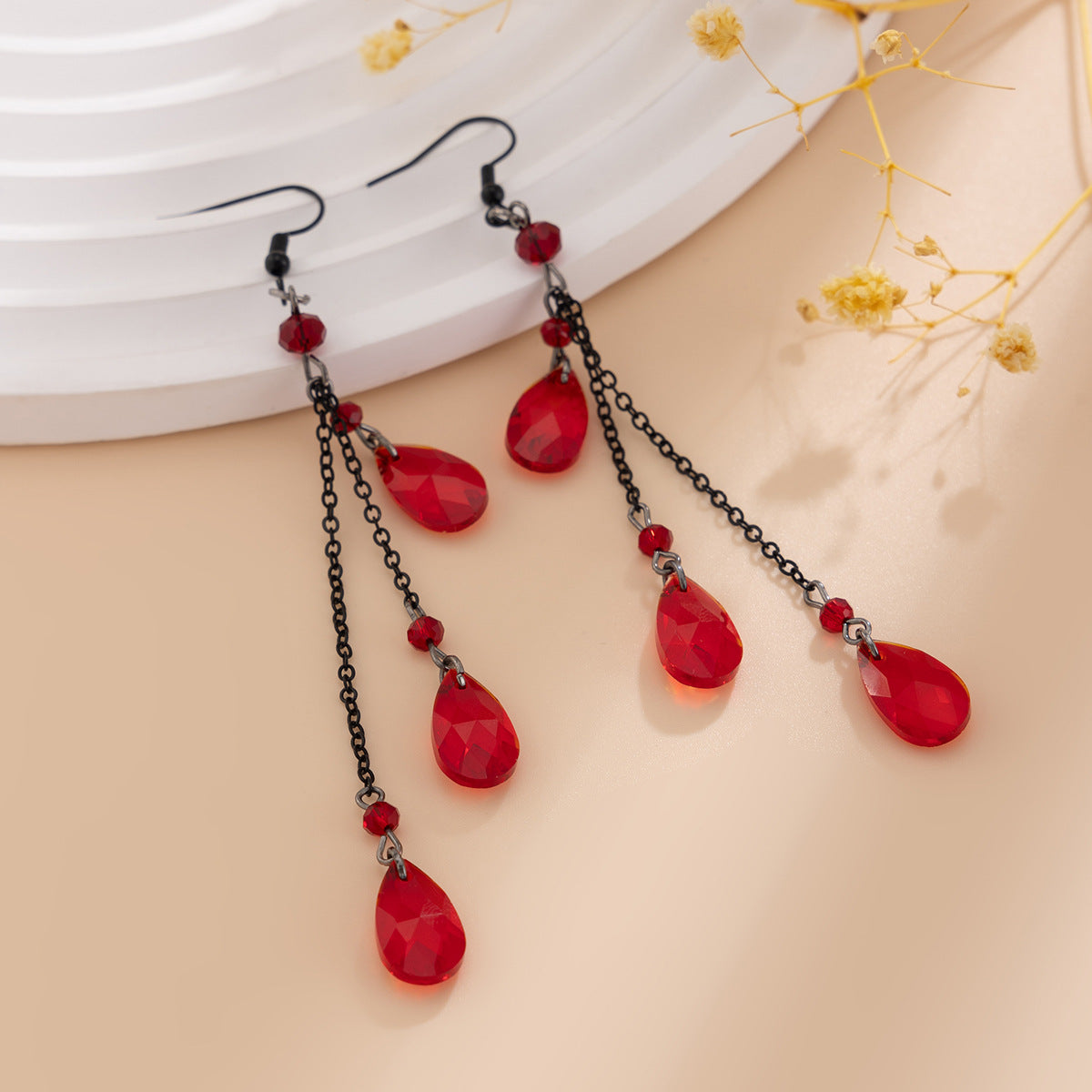 tassel crystal pendant earrings