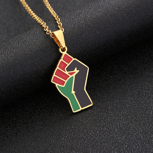 African Fist Symbol Pendant Titanium Steel