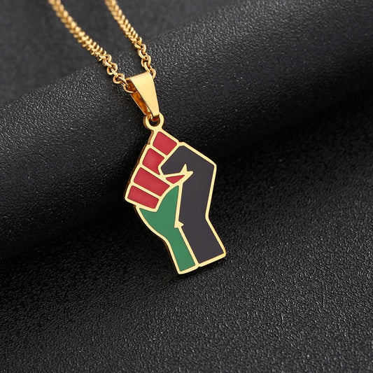 African Fist Symbol Pendant Titanium Steel
