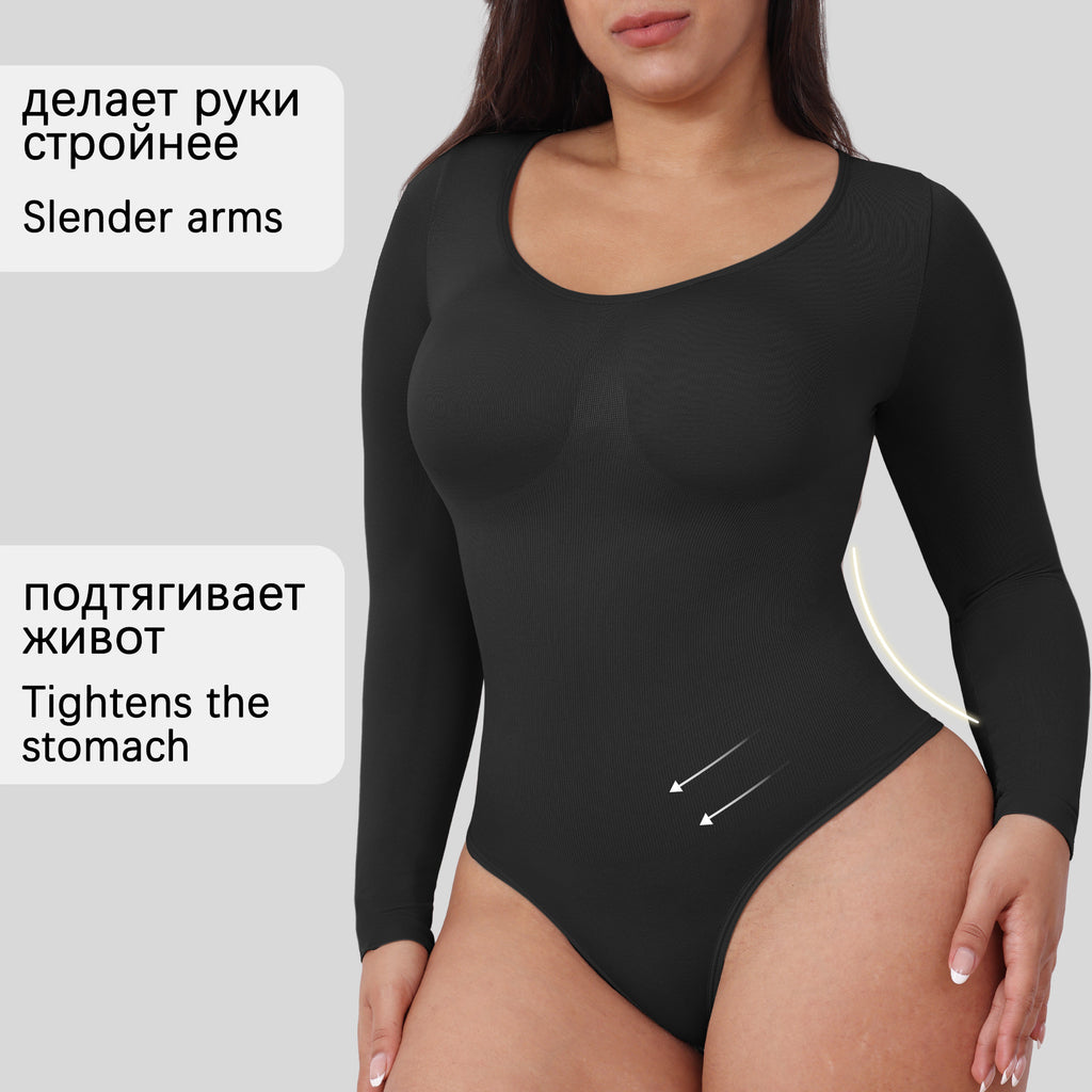 Thong Shaping Bodysuit with Long Sleeves