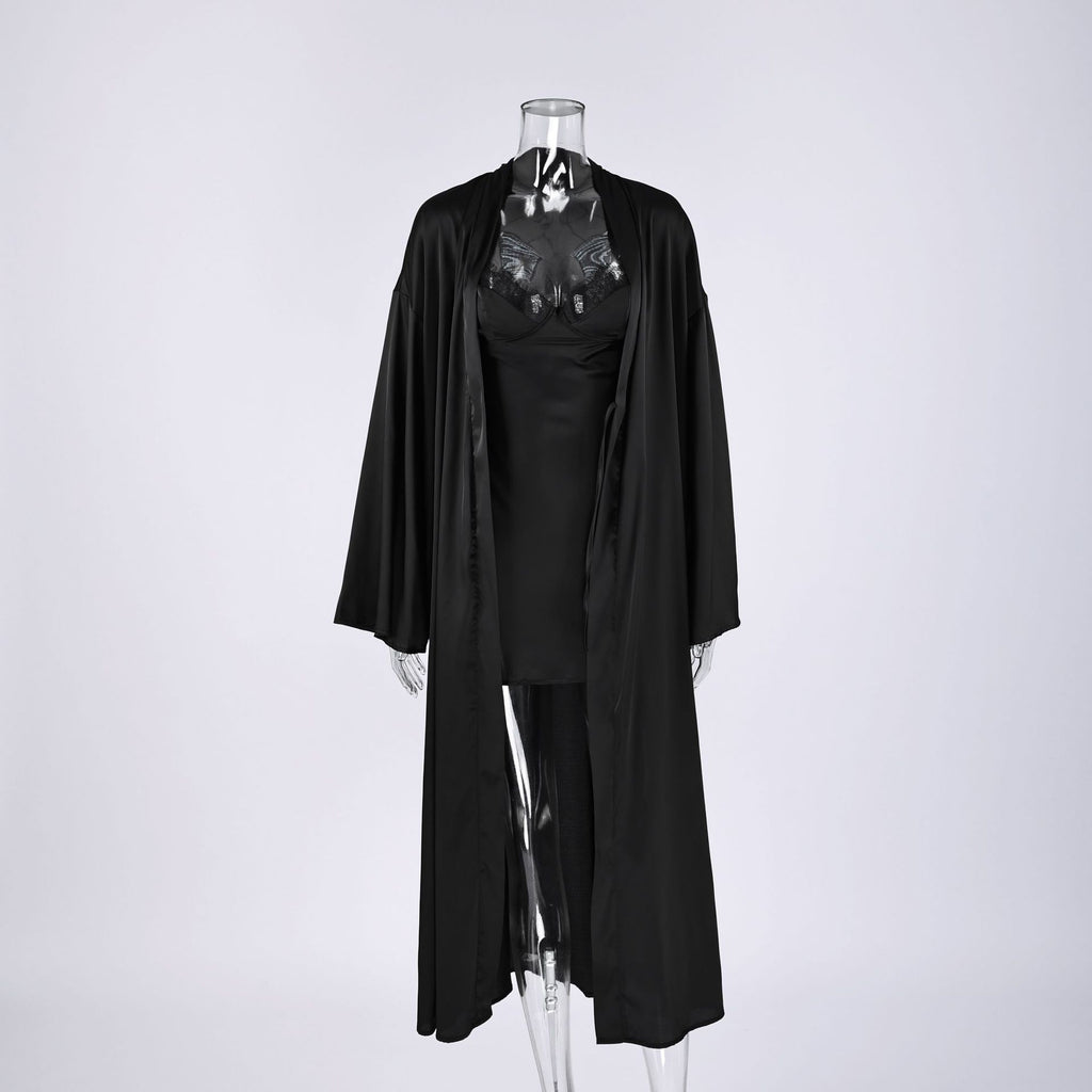 Lace Strap Nightdress and Robe Set