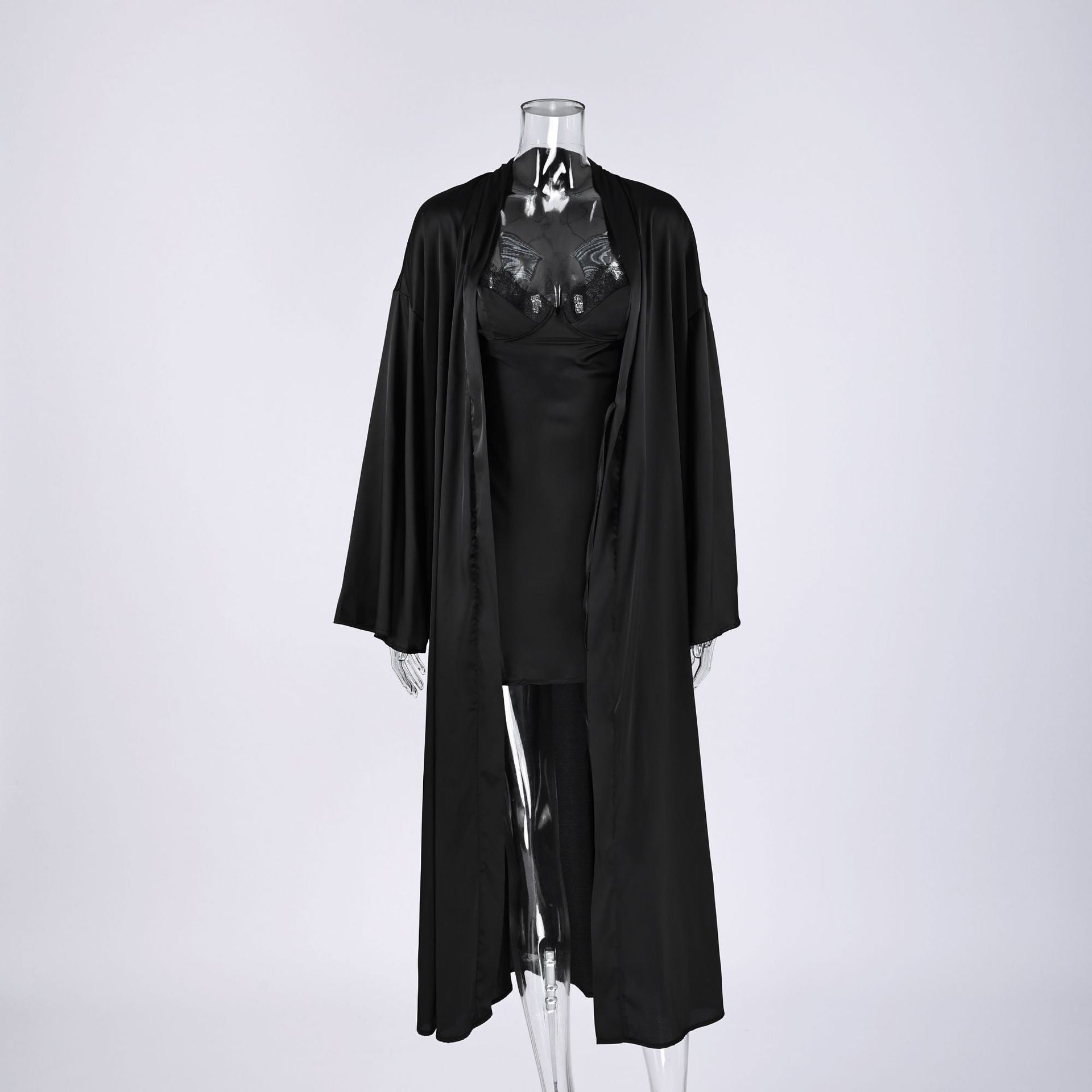 Lace Strap Nightdress and Robe Set