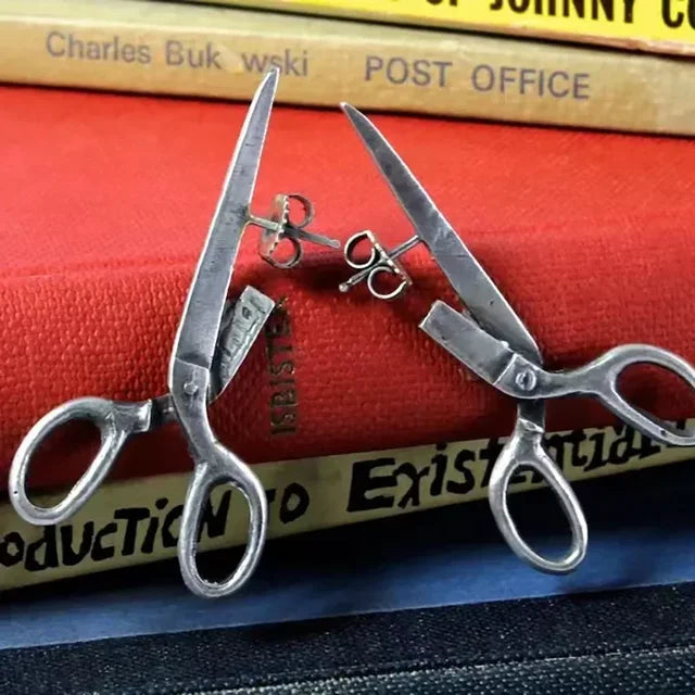 Dark Gothic Vintage Imitation Scissors Stud Earrings