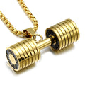 Titanium Stainless Steel Dumbbell Gym Pendant Necklaces