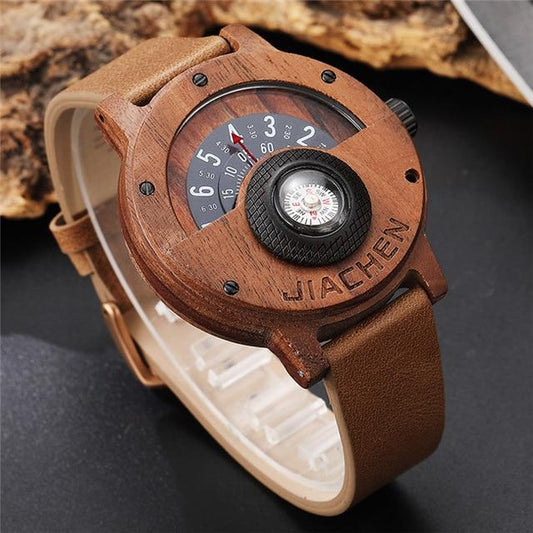 Unique Compass Turntable Mens Wooden Watch